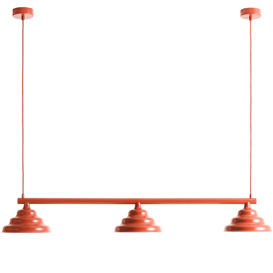 WAVE SUSPENSION BAR PENDANT 3 LIGHT RED - DYKE & DEAN