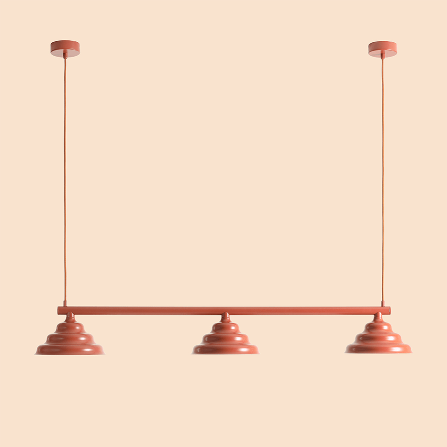 WAVE SUSPENSION BAR PENDANT 3 LIGHT RED - DYKE & DEAN
