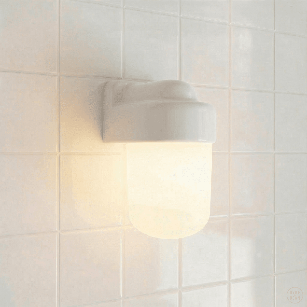 WHITE FROSTED PORCELAIN WATERPROOF SAUNA WALL LIGHT - DYKE & DEAN
