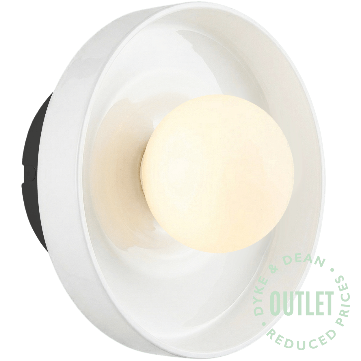 WHITE GLASS SCONCE WALL LIGHT LARGE OUTLET - DYKE & DEAN
