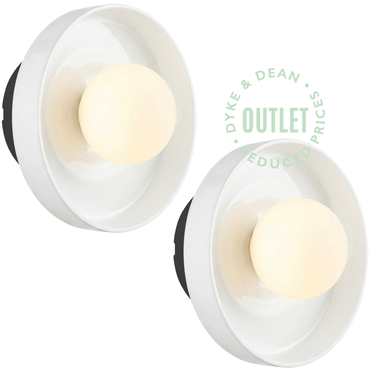 WHITE GLASS SCONCE WALL LIGHT SMALL OUTLET - DYKE & DEAN