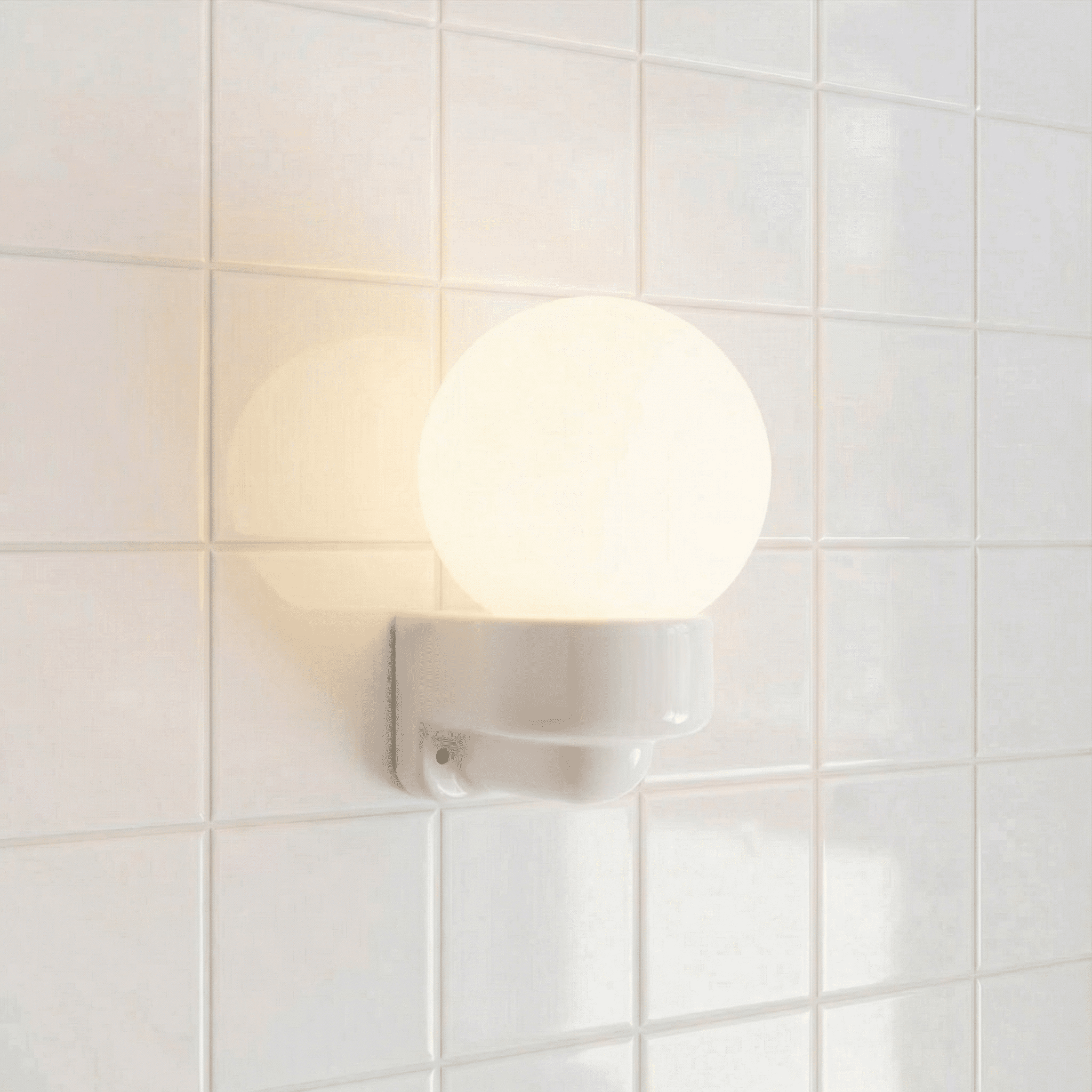 WHITE GLOBE PORCELAIN WATERPROOF SAUNA WALL LIGHT - DYKE & DEAN