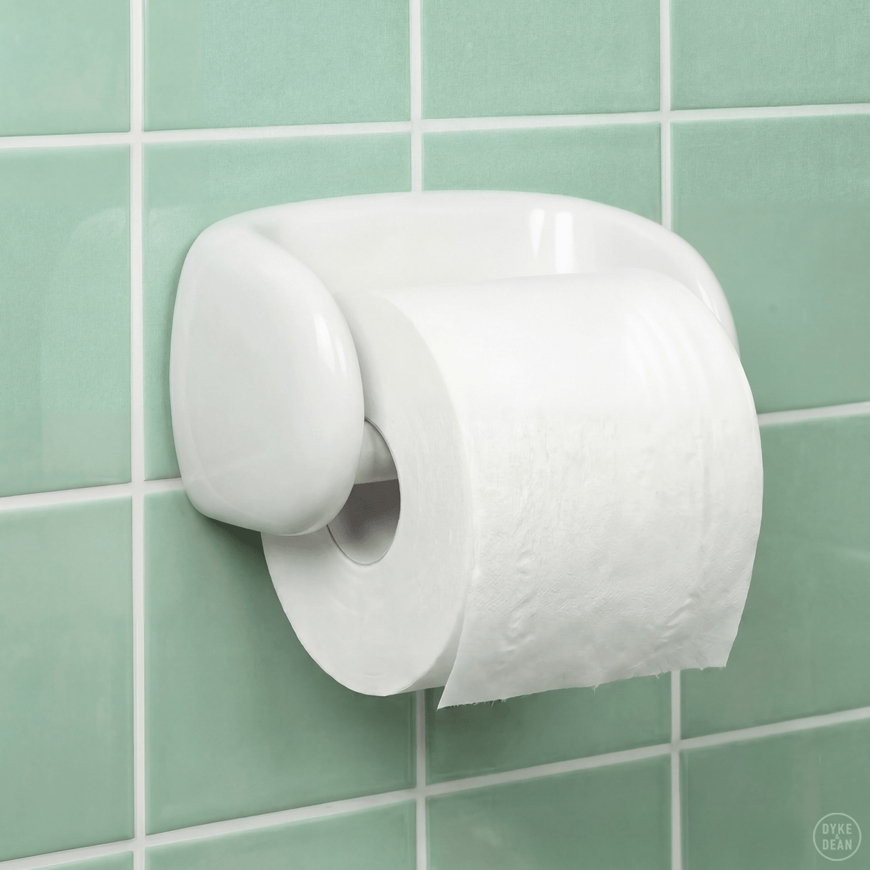 WHITE PORCELAIN TOILET PAPER HOLDER - DYKE & DEAN