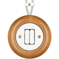 WOODEN PORCELAIN SURFACE MOUNTED FAGUS DOUBLE SLIM BUTTON SWITCH - DYKE & DEAN