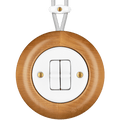 WOODEN PORCELAIN SURFACE MOUNTED FAGUS DOUBLE TOGGLE SWITCH - DYKE & DEAN