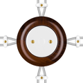 Nucleus surface-mounted junction box by Katy Paty in white porcelain and walnut