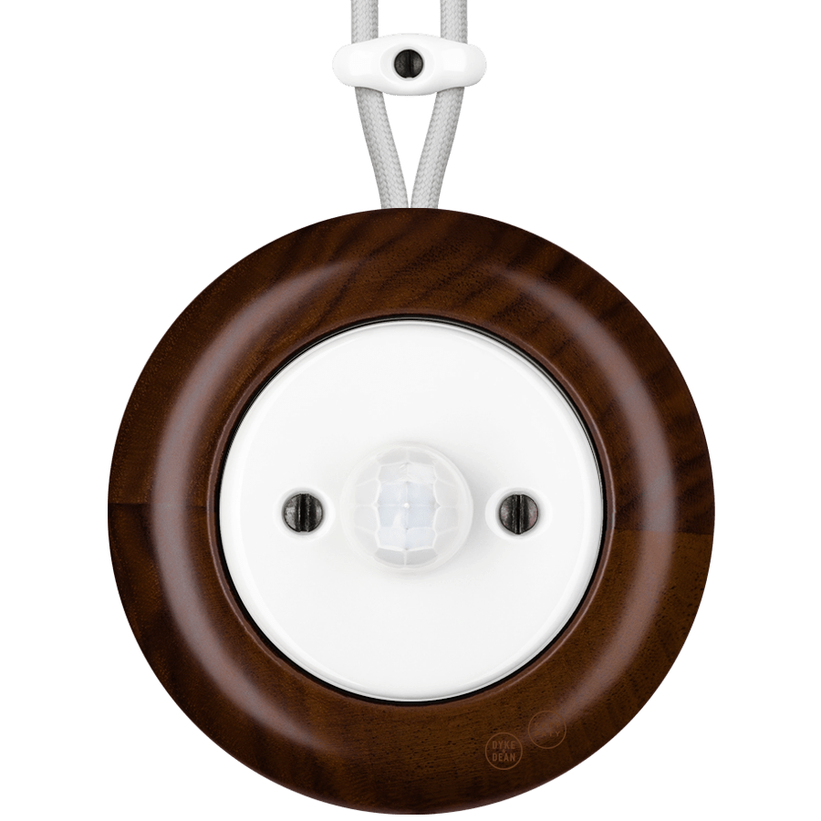 WOODEN PORCELAIN SURFACE MOUNTED NUCLEUS SOCKET MOTION SENSOR - DYKE & DEAN