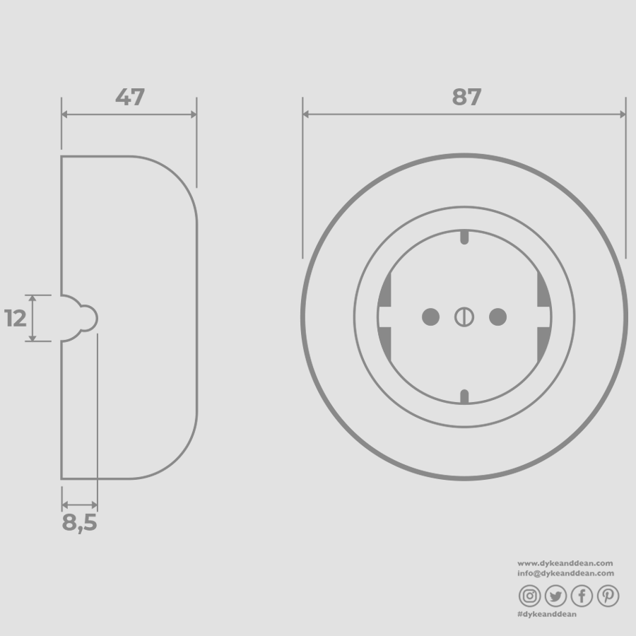 WOODEN PORCELAIN SURFACE MOUNTED NUCLEUS SOCKET SCHUKO - DYKE & DEAN