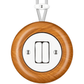 WOODEN PORCELAIN SURFACE MOUNTED PADELUS DOUBLE SLIM BUTTON SWITCH - DYKE & DEAN