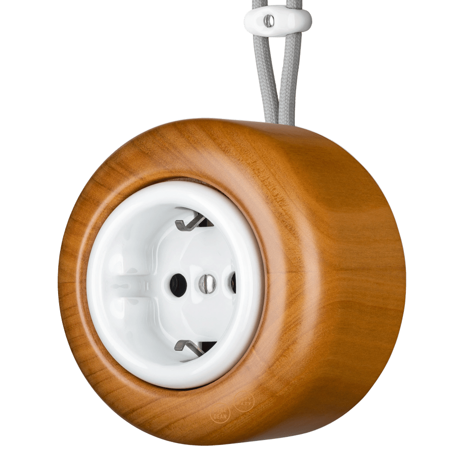 WOODEN PORCELAIN SURFACE MOUNTED PADELUS SOCKET SCHUKO - DYKE & DEAN