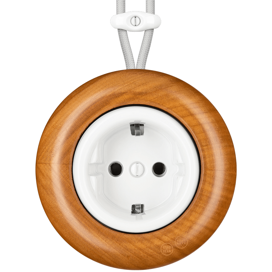 WOODEN PORCELAIN SURFACE MOUNTED PADELUS SOCKET SCHUKO - DYKE & DEAN