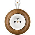WOODEN PORCELAIN SURFACE MOUNTED ROBUS EURO PIN SOCKET - DYKE & DEAN