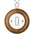 WOODEN PORCELAIN SURFACE MOUNTED ROBUS SLIM BUTTON SWITCH - DYKE & DEAN
