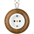 WOODEN PORCELAIN SURFACE MOUNTED ROBUS SOCKET SCHUKO - DYKE & DEAN