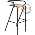 ADICO 5008 B STOOL BLACK WITH WOOD SEAT OUTLET - DYKE & DEAN