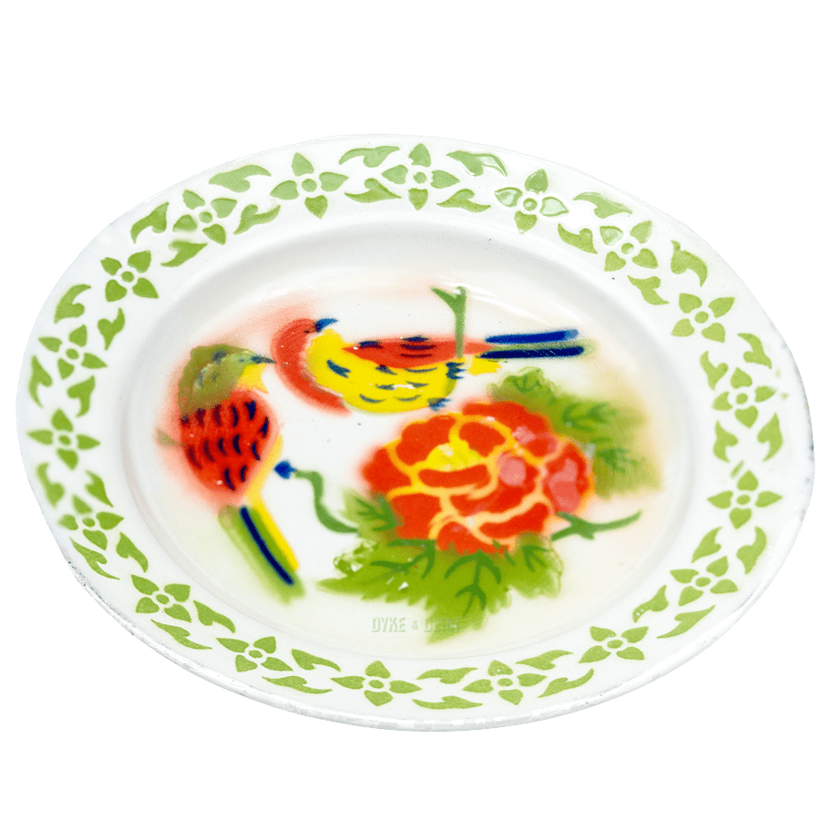 BIRD ENAMEL PLATE GREEN - DYKE & DEAN