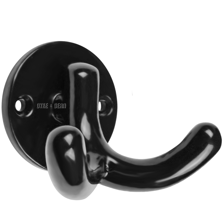 BLACK KNOB DOOR HOOK DOUBLE - DYKE & DEAN