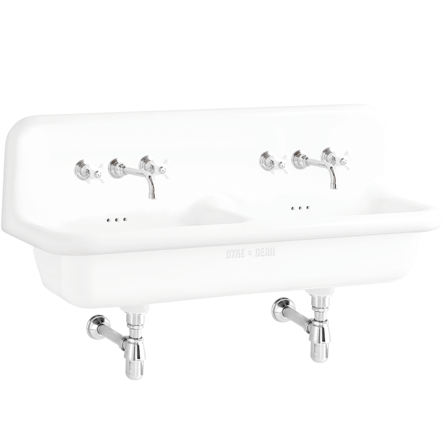 CERAMIC MOUNTED DOUBLE SINK WHITE - DYKE & DEAN