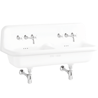 CERAMIC MOUNTED DOUBLE SINK WHITE - DYKE & DEAN