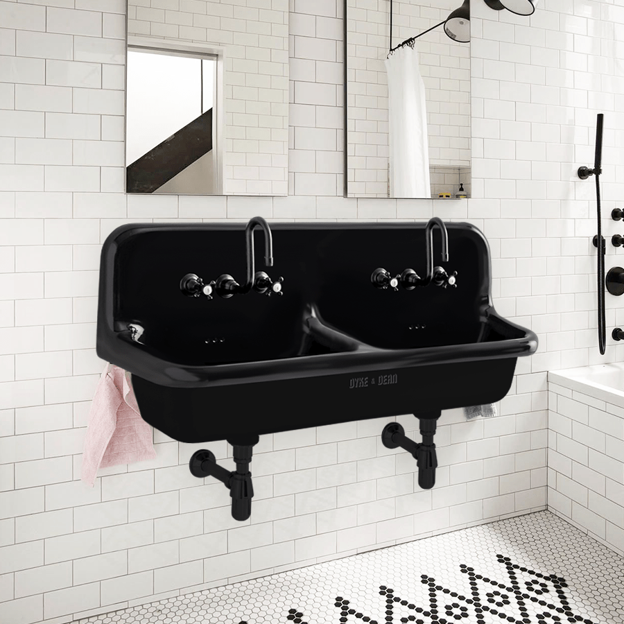 CERAMIC MOUNTED DOUBLE SINK WITH COLOUR OPTIONS - DYKE & DEAN