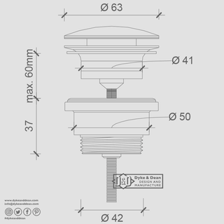 COPPER CLICK CLACK SINK WASTE - DYKE & DEAN