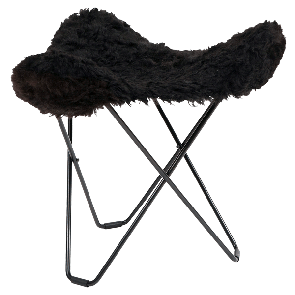 CUERO FLYING GOOSE STOOL BLACK SHEEPSKIN - DYKE & DEAN