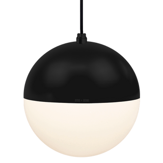 DOME CAPPED OPAL GLOBE PENDANT BLACK 200MM - DYKE & DEAN