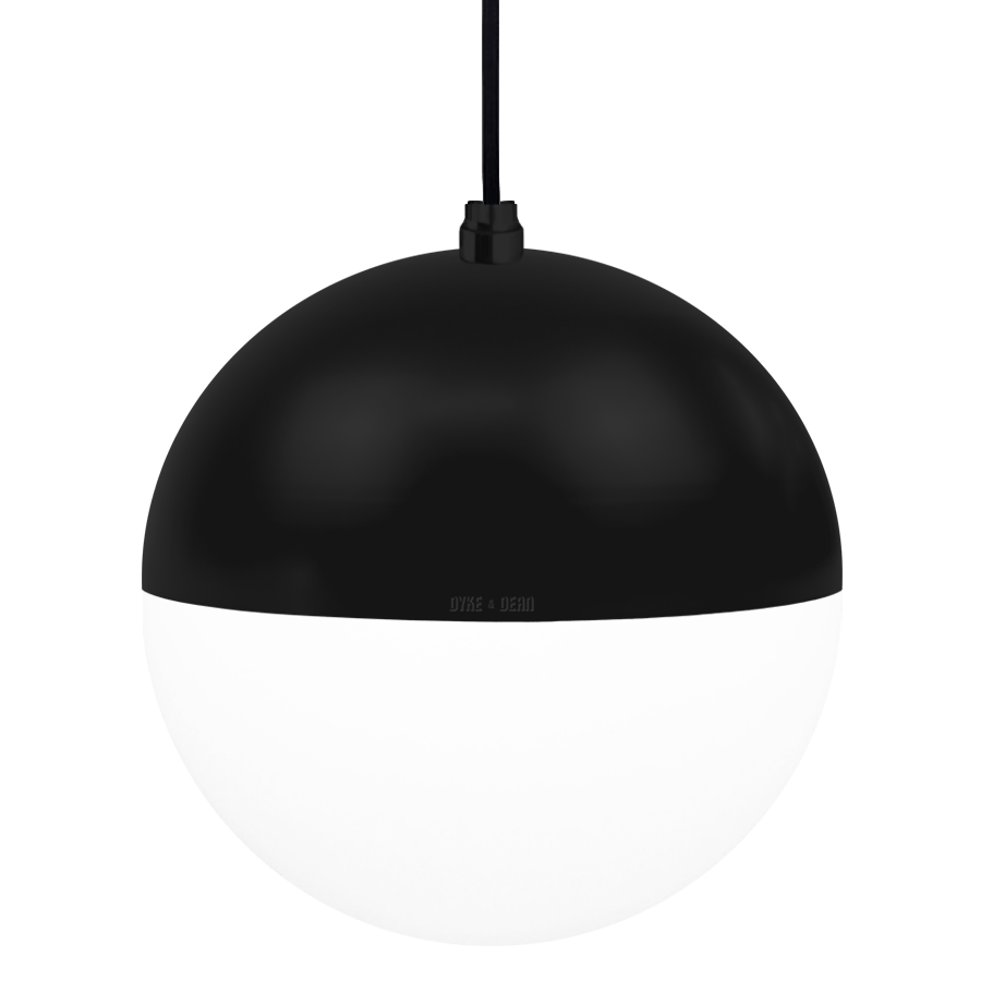 DOME CAPPED OPAL GLOBE PENDANT BLACK 200MM - DYKE & DEAN