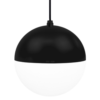 DOME CAPPED OPAL GLOBE PENDANT BLACK 200MM - DYKE & DEAN