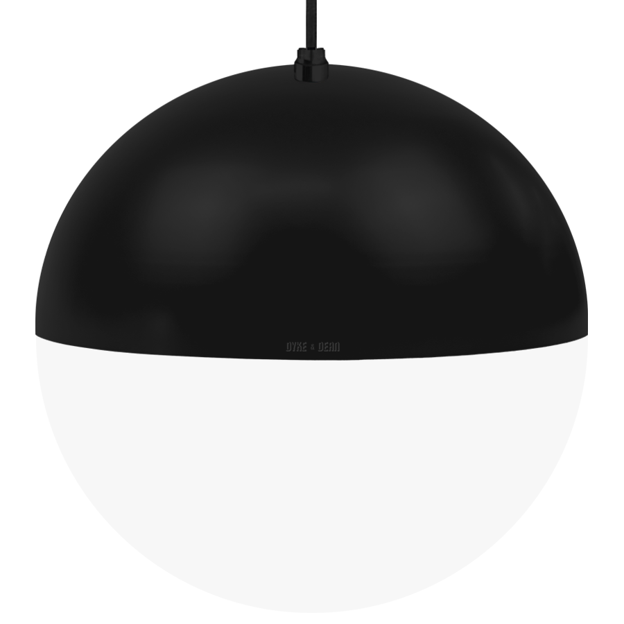 DOME CAPPED OPAL GLOBE PENDANT BLACK 500MM - DYKE & DEAN