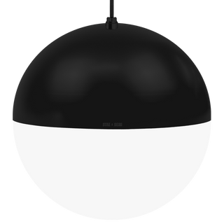 DOME CAPPED OPAL GLOBE PENDANT BLACK 500MM - DYKE & DEAN