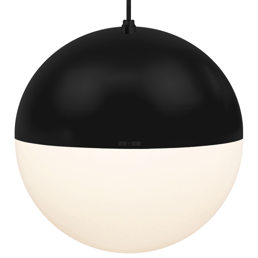 DOME CAPPED OPAL GLOBE PENDANT BLACK 500MM - DYKE & DEAN