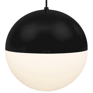 DOME CAPPED OPAL GLOBE PENDANT BLACK 500MM - DYKE & DEAN