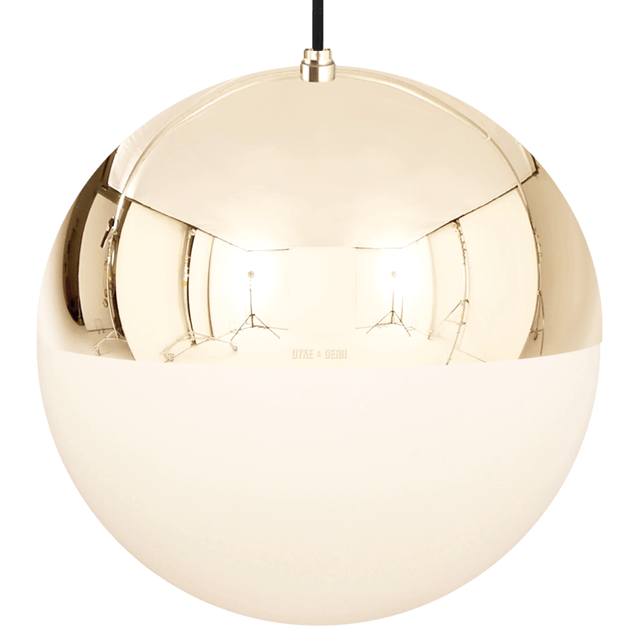 DOME CAPPED OPAL GLOBE PENDANT BRASS 500MM - DYKE & DEAN