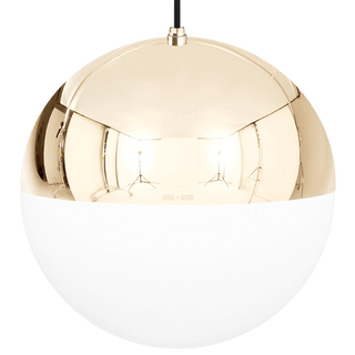 DOME CAPPED OPAL GLOBE PENDANT BRASS 500MM - DYKE & DEAN