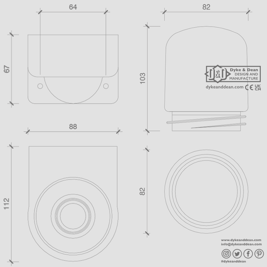 E27 CERAMIC WALL LIGHT FROSTED - DYKE & DEAN