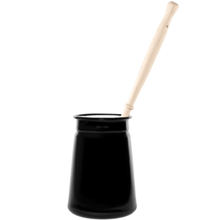 ENAMEL TOILET BRUSH HOLDER SET BLACK - DYKE & DEAN