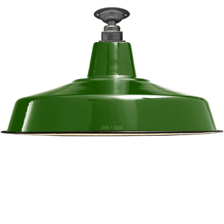 FIXED LARGE GREEN ENAMEL SHADE - DYKE & DEAN