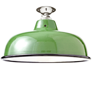 FIXED NECK VENT GREEN ENAMEL SHADE - DYKE & DEAN