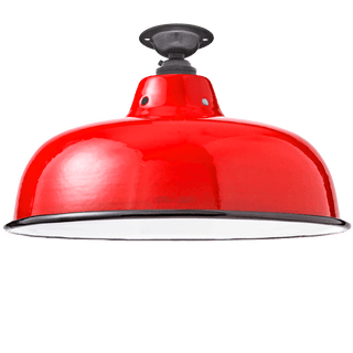 FIXED NECK VENT RED ENAMEL SHADE - DYKE & DEAN