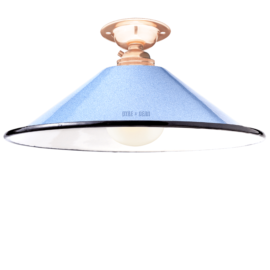 FIXED SMALL BLUE ENAMEL CONE SHADE - DYKE & DEAN