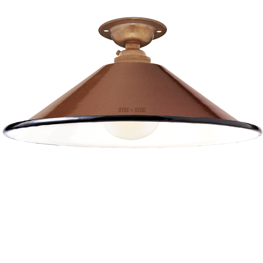 FIXED SMALL BROWN ENAMEL CONE SHADE - DYKE & DEAN