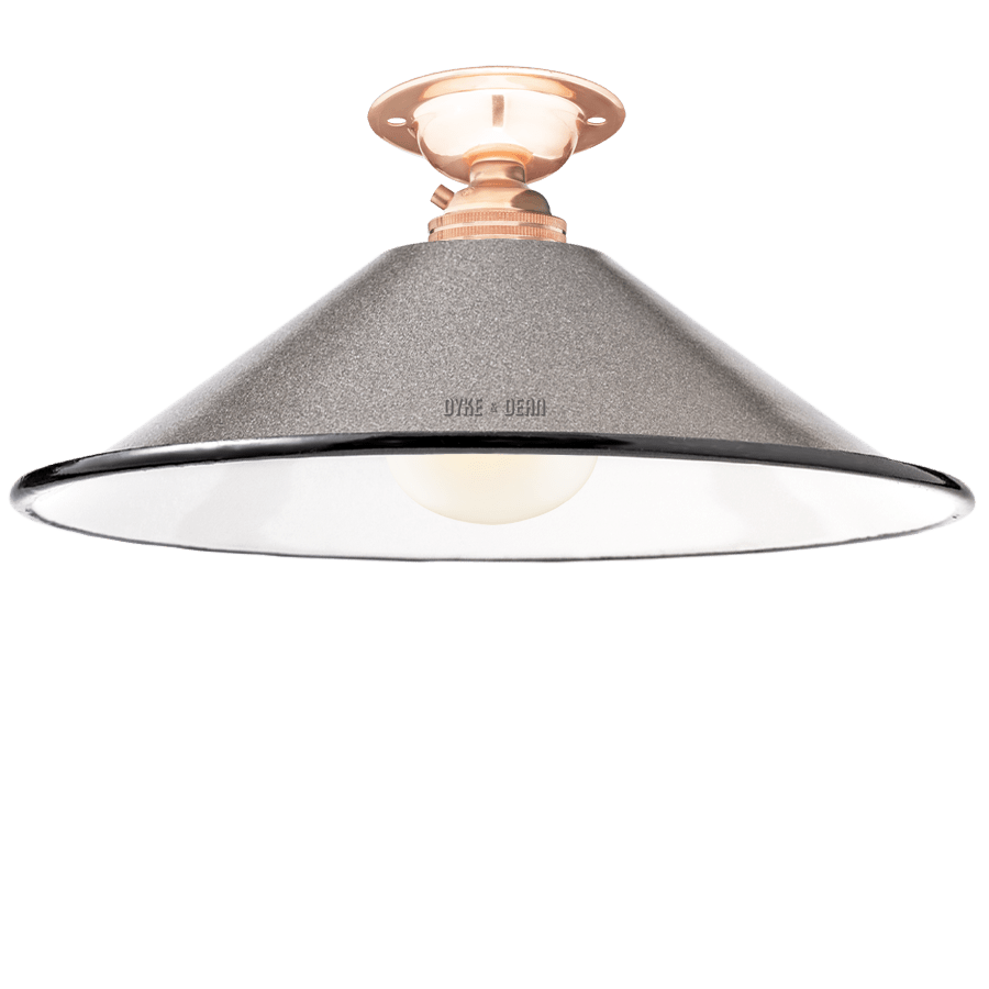 FIXED SMALL CHARCOAL ENAMEL CONE SHADE - DYKE & DEAN