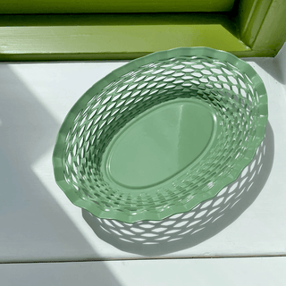 FRENCH EXPANDED OVAL SERVING BASKET GREEN - DYKE & DEAN