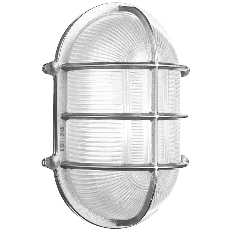 LARGE CAGE OVAL CHROME BULKHEAD LIGHT - DYKE & DEAN