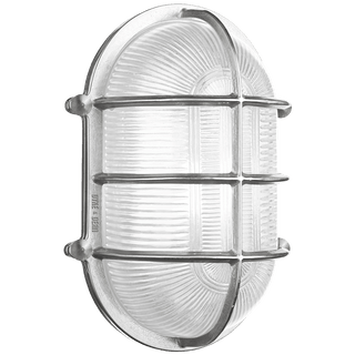 LARGE CAGE OVAL CHROME BULKHEAD LIGHT - DYKE & DEAN