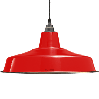 LARGE RED ENAMEL SHADE - DYKE & DEAN