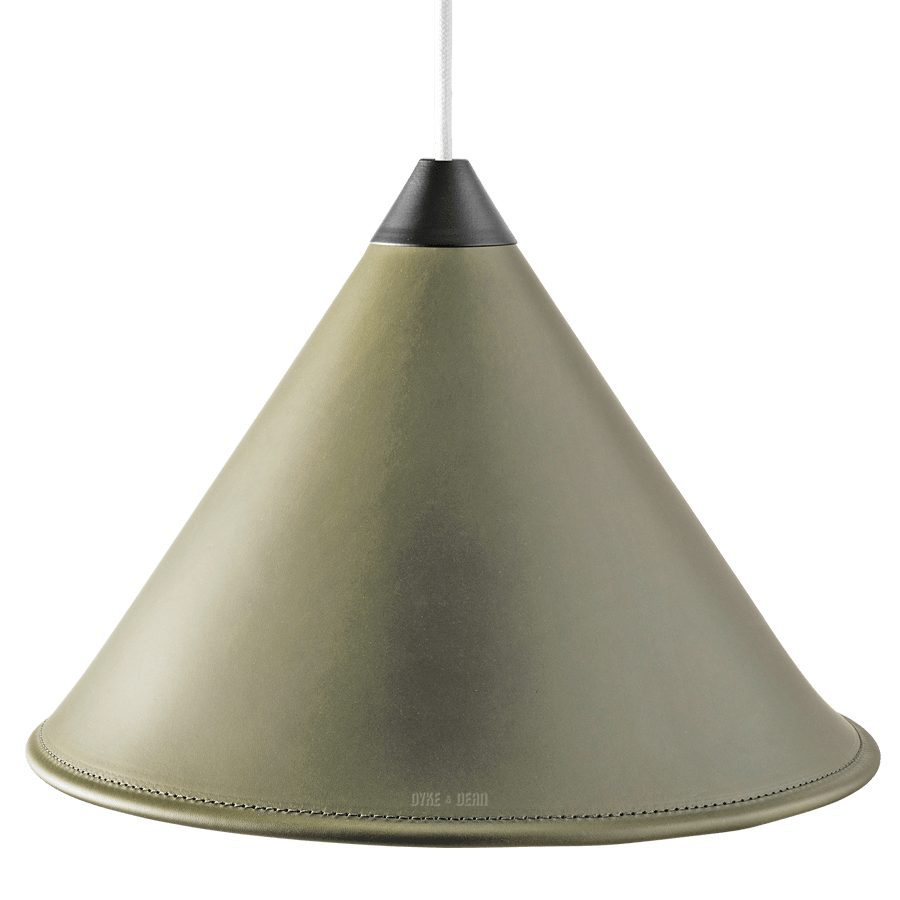 LEATHER CONE LAMP GREEN GRASS - DYKE & DEAN