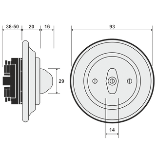 PORCELAIN WALL LIGHT SWITCH AZURE ROTARY - DYKE & DEAN