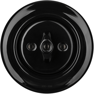PORCELAIN WALL LIGHT SWITCH BLACK ROTARY - DYKE & DEAN